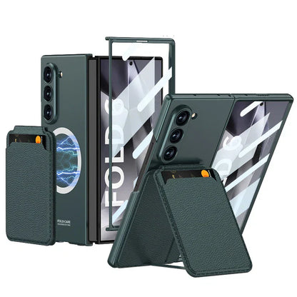 Leather Case With Magnetic Holder Wallet For Galaxy Z Fold