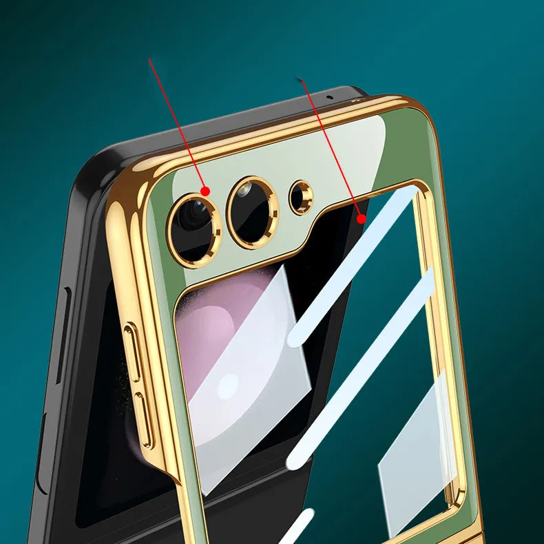 Elegent Lion Pattern Glass Case- Galaxy Z Flip Series