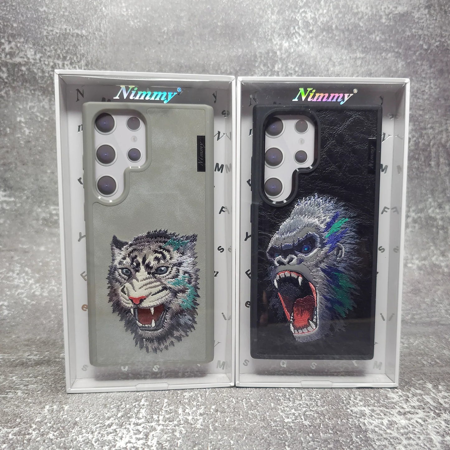 Samsung Galaxy S24 Ultra Nimmy Embroidery Leather Back Cover Case - Tiger