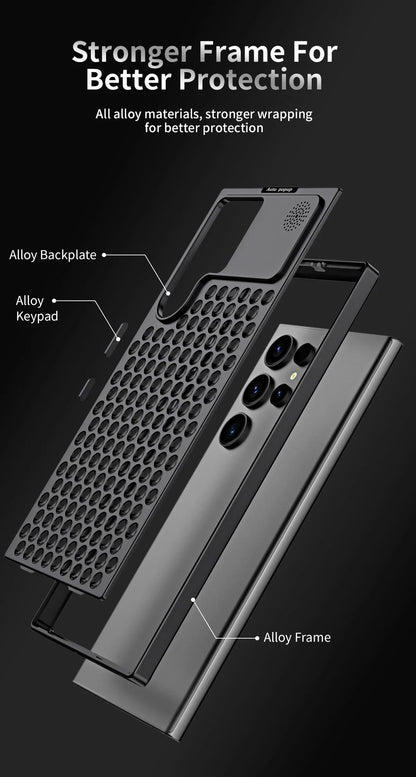 Samsung Galaxy S24 Ultra Metal Heat Dissipation Aluminum Cooling Case with Fragrance Aroma - Black