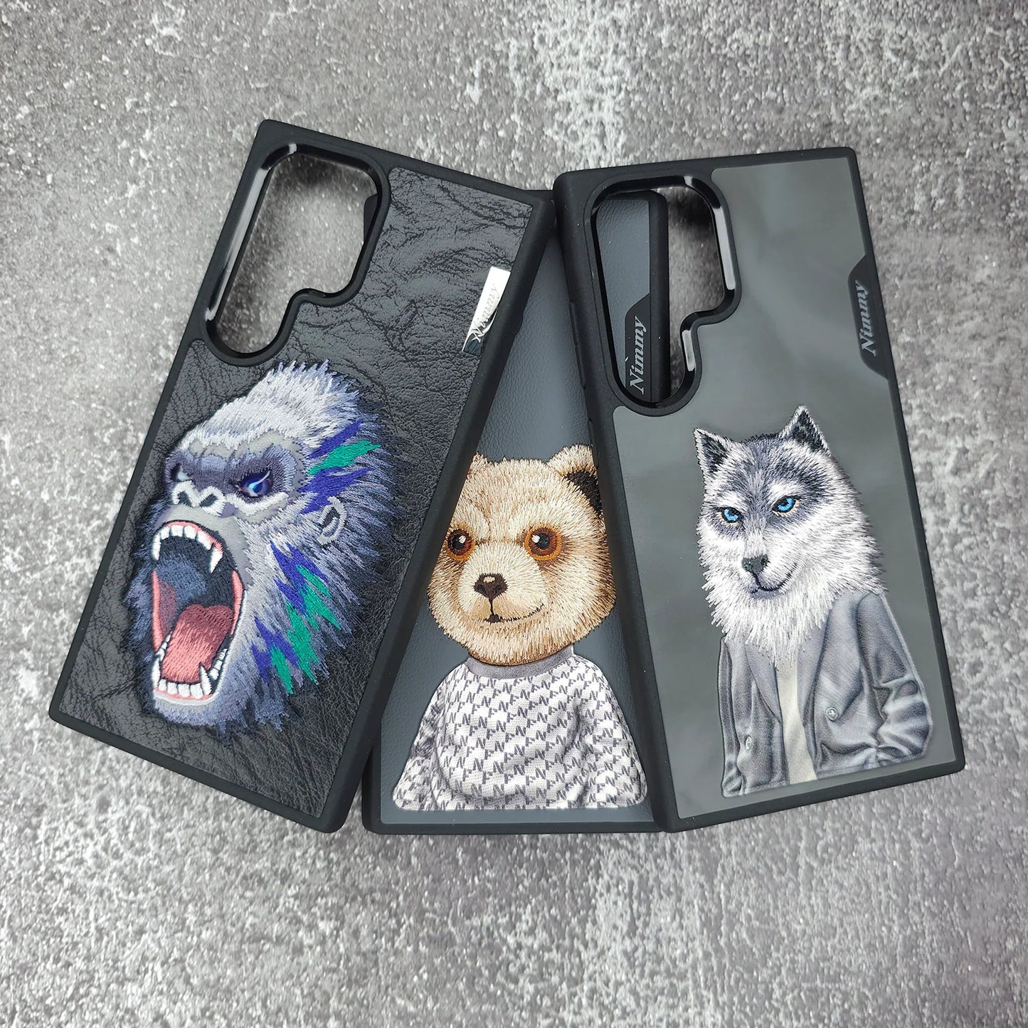 Samsung Galaxy S24 Ultra Nimmy Embroidery Leather Back Cover Case - Gorilla