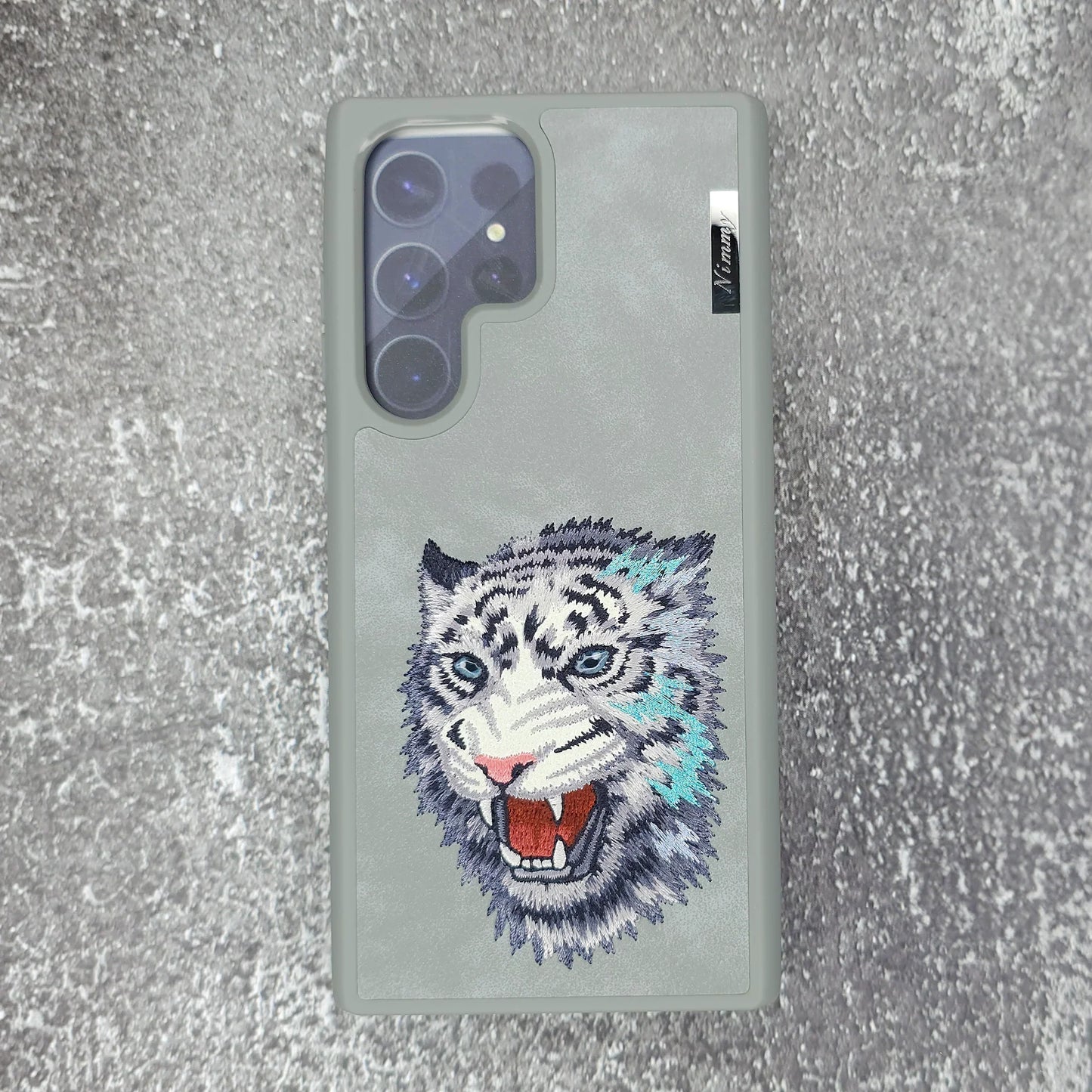 Samsung Galaxy S24 Ultra Nimmy Embroidery Leather Back Cover Case - Tiger