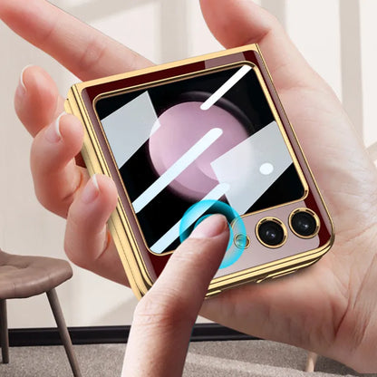 Elegent Lion Pattern Glass Case- Galaxy Z Flip Series