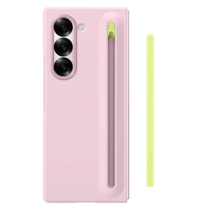 Samsung Galaxy Z Fold6 Slim Skin Feel S Pen Case with Front Glass Protection & Stylus - Pink