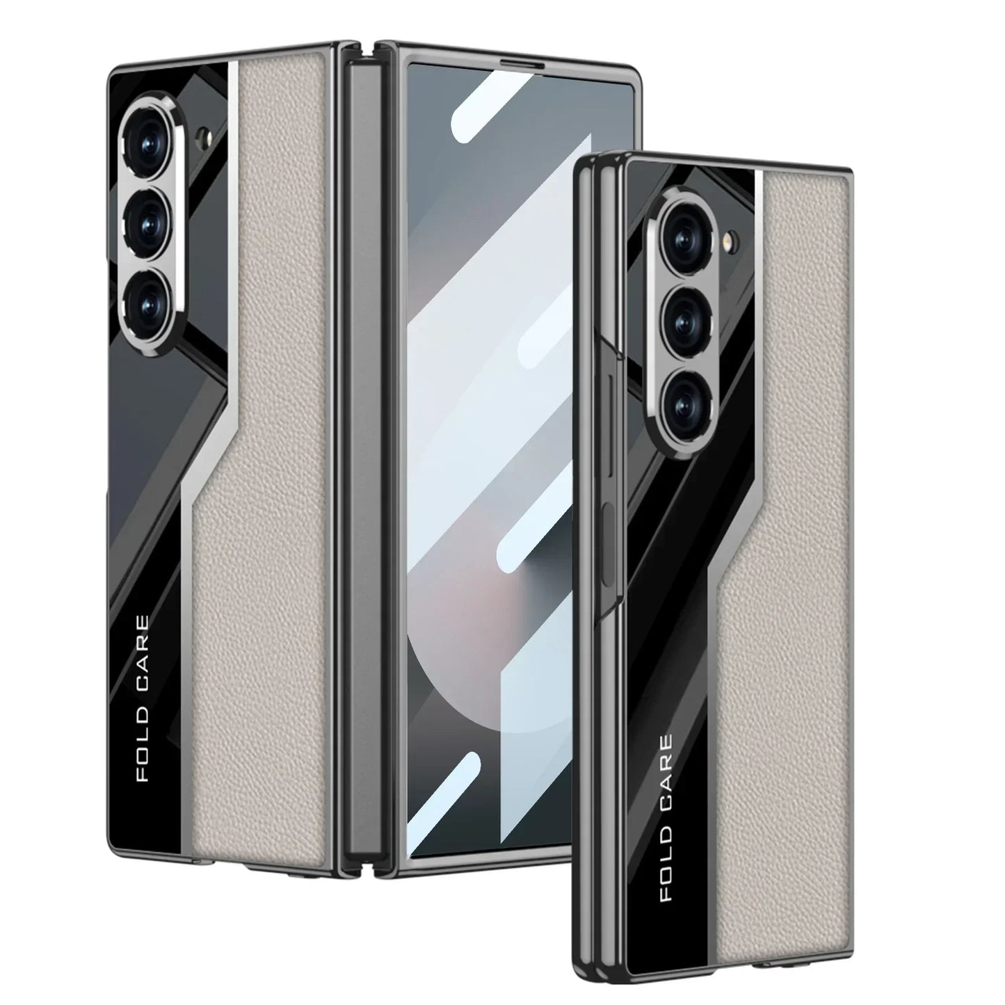 Classic Pattern Plain Leather Craft Case For Galaxy Z Fold