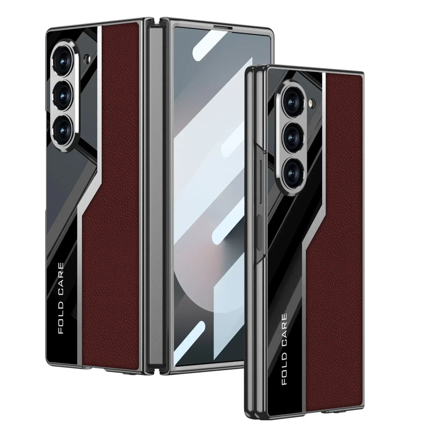Classic Pattern Plain Leather Craft Case For Galaxy Z Fold