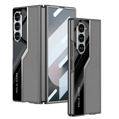 Classic Pattern Plain Leather Craft Case For Galaxy Z Fold