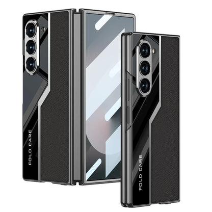 Classic Pattern Plain Leather Craft Case For Galaxy Z Fold