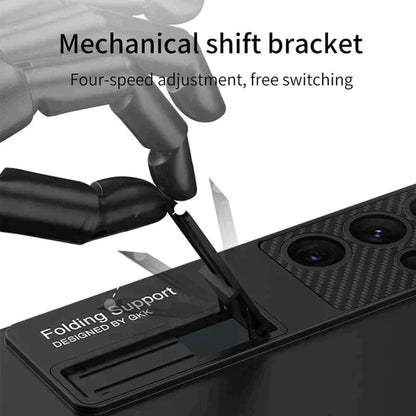 Samsung Galaxy S24 Ultra Luxury Cristal Clear Camera Carbon Back Cover With Stand