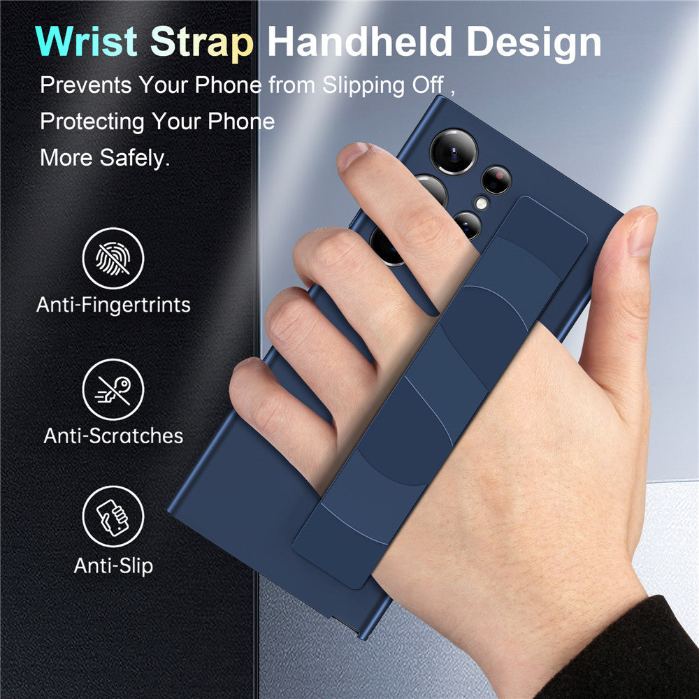 Samsung Galaxy S24 Ultra Hard PC Case with Luxury Elastic Silicone Wrist Strap - Transparent