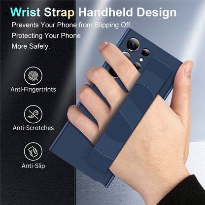 Samsung Galaxy S24 Ultra Hard PC Case with Luxury Elastic Silicone Wrist Strap - Transparent