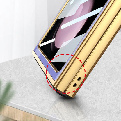 Elegent Lion Pattern Glass Case- Galaxy Z Flip Series